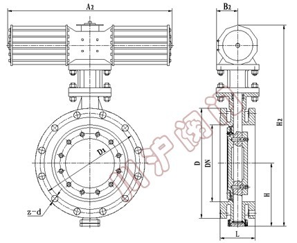 D643H氣動(dòng)多層次硬密封法蘭蝶閥,結(jié)構(gòu)圖