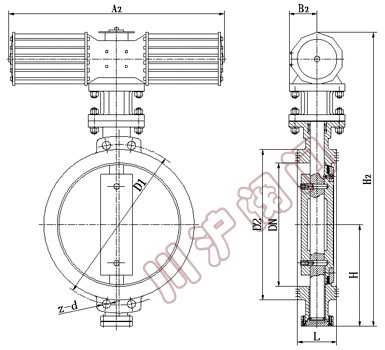 D673H氣動多層次金屬硬密封蝶閥,結(jié)構(gòu)圖