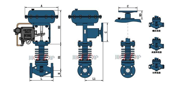 氣動(dòng)高溫調(diào)節(jié)閥 結(jié)構(gòu)尺寸圖