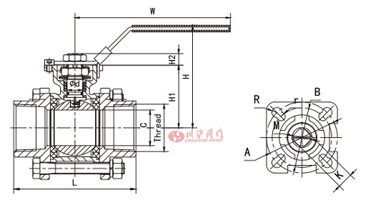 高平臺(tái)3片式球閥結(jié)構(gòu)圖